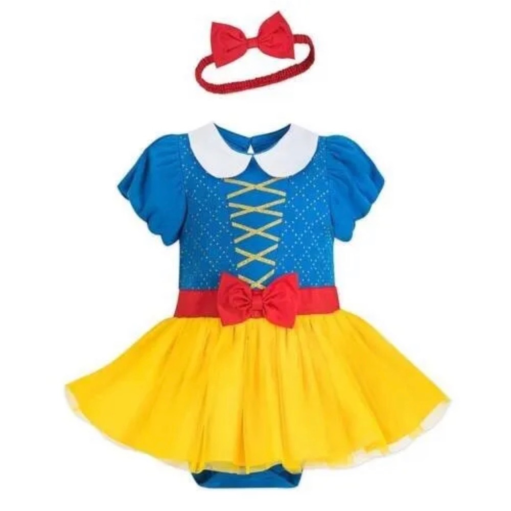 Disney Snow White Baby Halloween Costume Bodysuit Size 12-18M INCLUDES Shoes